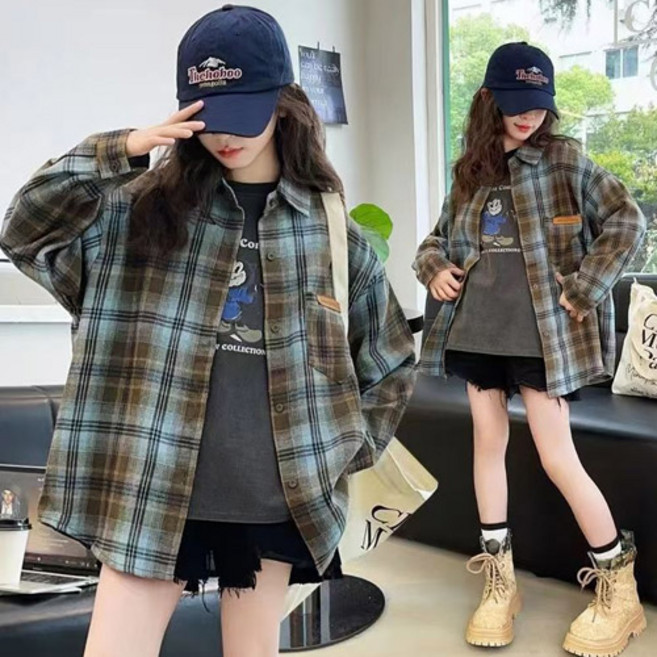 블루브라운체크 남방