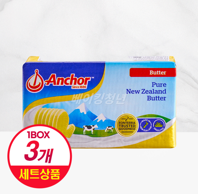 3위 - 앵커 버터 무염, 227g, 3개