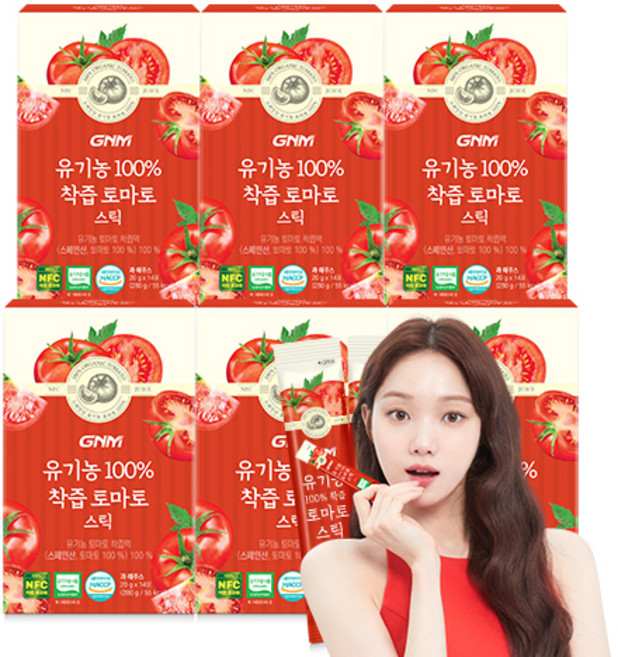 GNM 유기농 100% 착즙 토마토 스틱, 6개, 280ml