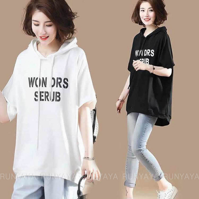 빅사이즈 후드티 여성 만팔 티셔츠 상의 여름 반팔 맨투맨 티 루즈핏 박시티 레터링 오버핏 롱티셔츠여성 롱티 D99U