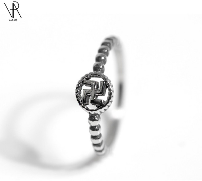 VARAM 써지컬316L스틸 엔틱 불교 절 실 만자반지