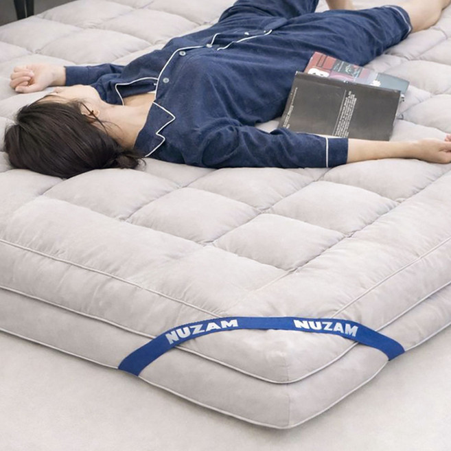 누잠 더블업 토퍼 매트리스 | 특허 받은 스프링 화이버 | 듀얼 구조로 바닥에서도 푹신 | 스트랩증정, 그레이(회색)