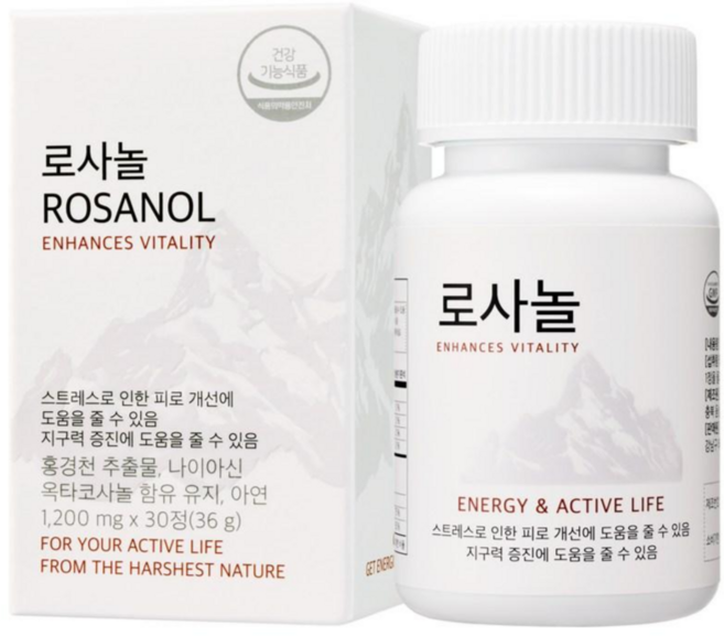 로사놀 스트레스 피로 회복 & 지구력 증진 영양제 1200mg, 1개, 30정