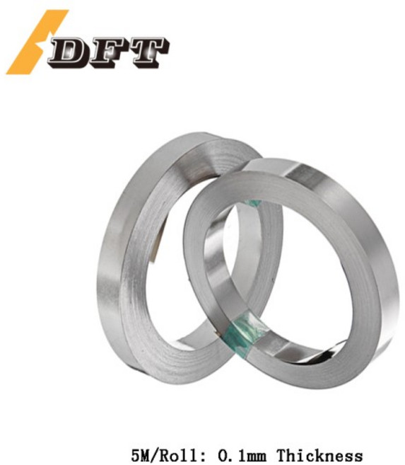 5M 0.1/0.12/0.15/0.2mm 두께 Li 18650/21700 용접기 기계와 호환되는 배터리 니켈 도금 스트립 테이프, 0.1x4mmx5m, 1개