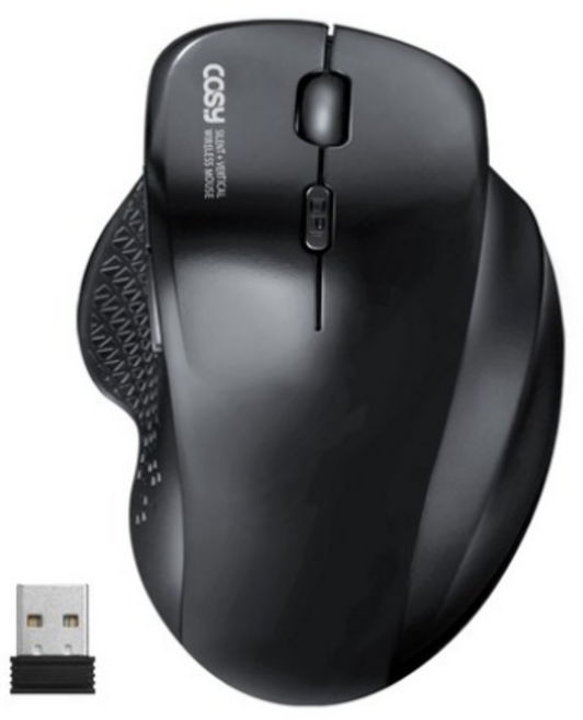 코시 무소음 세미 버티컬 무선마우스 M4059WL, M4059WL(Black), 블랙