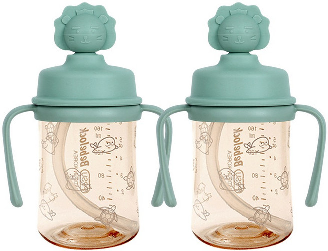 베베락 실리콘 토퍼 손잡이빨대컵 210ml(2P), 토퍼 손잡이 210(딥그린2P), 2개, 210ml