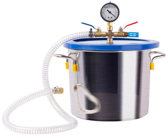 진공 탈포기 펌프 실리콘 25x25cm소포통 압력 기포제거탱크 시멘트 소포 1L 챔버, 1개