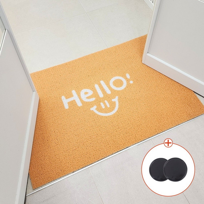 주앤지 현관코일 매트 60 x 90cm ( 논슬립 원형 젤패드 2장 증정), 1개, 헬로우 - 옐로우
