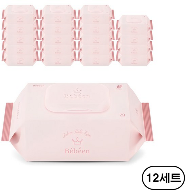 베베앙 로즈 골드 유아물티슈 캡형, 75g, 70매, 240개