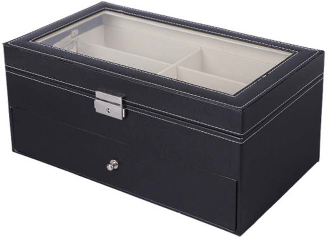 투니스 레더 2단 안경 보관함 12구, 1개, 블랙