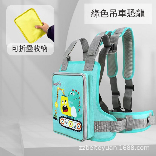 兒童摩托車電動車寶寶防摔揹帶, 綠色吊車恐龍, 1000個