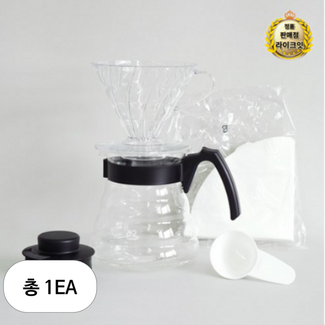하리오 V60 입문용 핸드드립세트 1~4인용 VCND-02B-EX, 600ml, 1세트, 서퍼 + 드리퍼 + 여과지 + 계량스푼