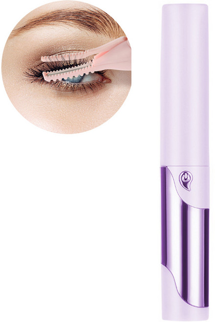 휴대용 속눈썹불고데기 LED 디스플레이 C타입 4단 온도조절 무선 충전식 히팅 뷰러, 보라색