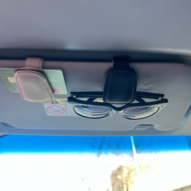 라노브 선클립 선바이저 클립 안경 카드 거치대 차량용, 1개, 블랙베이지