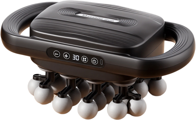 24頭筋膜槍 多頭按摩槍 腰背深層振動 肌肉放鬆按摩器, 黑色, 中文