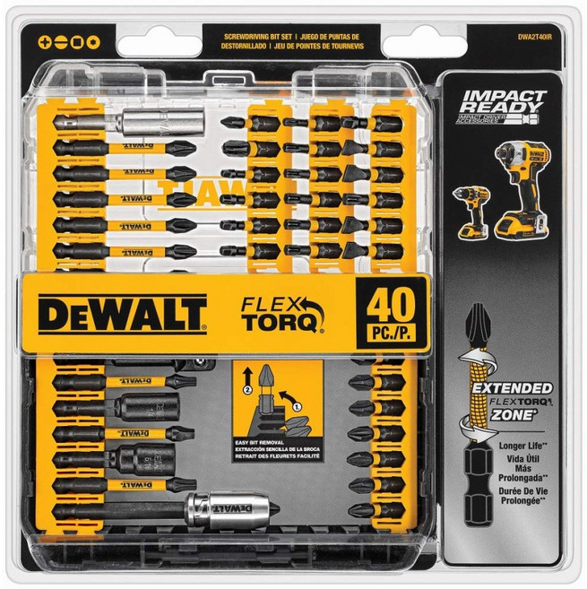미국 디월트 스크류드라이버 비트 세트 임팩 레디 플렉스 토크 40pcs DWA2T40IR, DeWalt DWA2T40IR 40피스 임팩트 레디 스, 1개