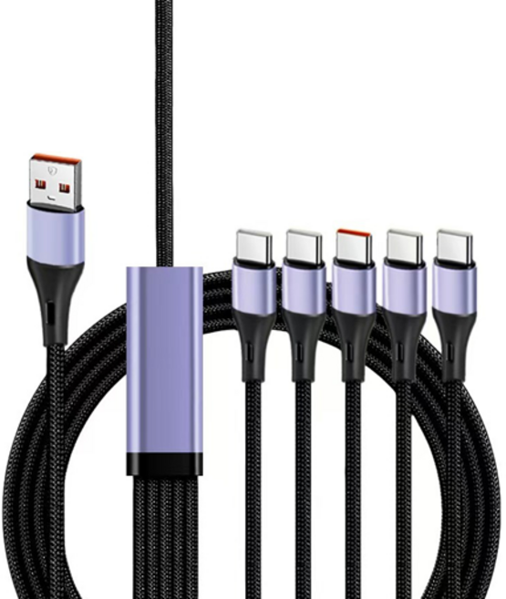 5in1 멀티 케이블 C타입 아이폰 호환, 1개, 블랙, 1.5m