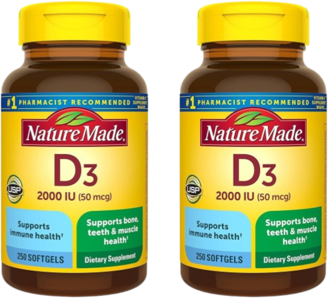 네이처메이드 비타민D3 고약사 약들약 Vitamin D 2000IU 250정 2병, 2개
