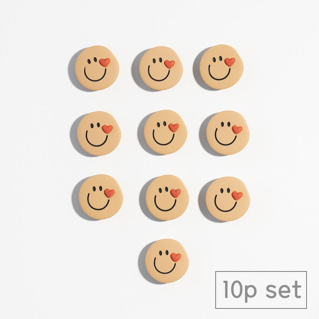 84x84 인테리어 냉장고 현관문 자석 마그네틱, 브라운스마일하트10p