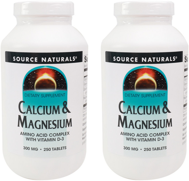 소스내츄럴스 칼슘 & 마그네슘 아미노산 킬레이트 비타민 D3 타블렛, 2개, 250정