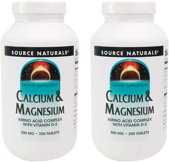 소스내츄럴스 칼슘 & 마그네슘 아미노산 킬레이트 비타민 D3 타블렛, 2개, 250정 - 쿠팡