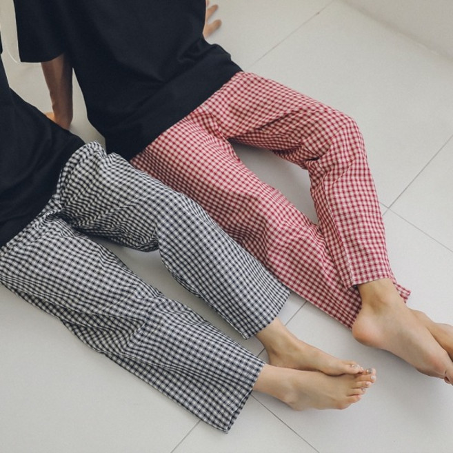 글램공감 모네 체크 남여공용 커플잠옷 파자마바지