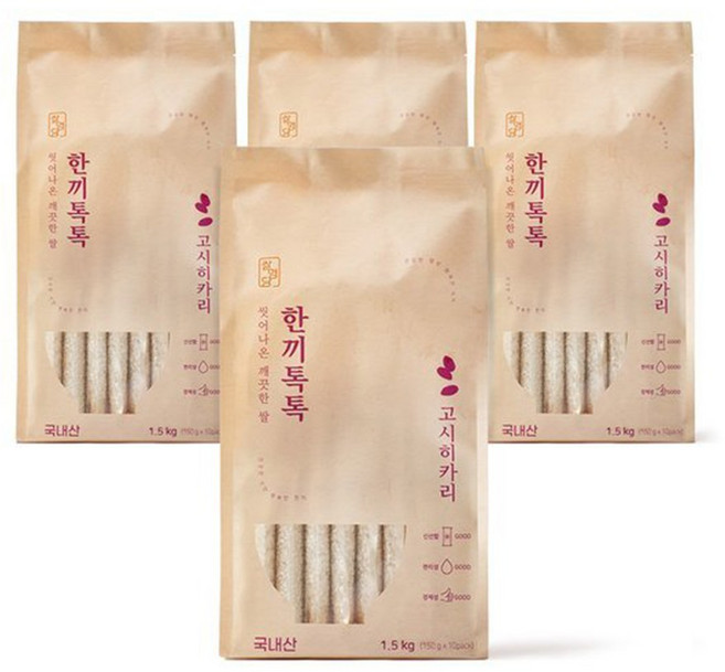 엘그로 씻어나온쌀 진공포장 한끼톡톡 고시히카리 150g 40팩, 40개