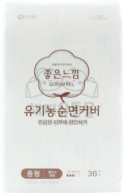 유한킴벌리 좋은느낌 좋은순면 울트라 중형 생리대, 36개입, 3개