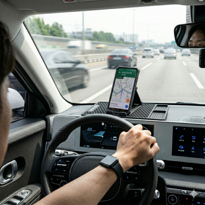 리빙코어 차량용 스마트폰 거치대 대시보드 점착식 360도 회전 고온에서도 안떨어지는 휴대폰 거치대, 블랙, 1개