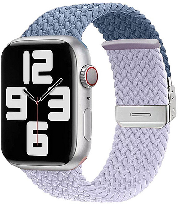 고부기 애플워치 브레이드 나일론 솔로루프 버클 원톤 투톤 스트랩 밴드, 밀키 블루베리