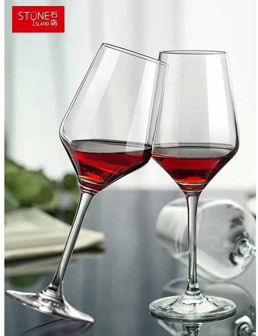 石島 STONE ISLAND 水晶玻璃紅酒杯 輕奢歐式高腳葡萄酒杯 330ML, 1個