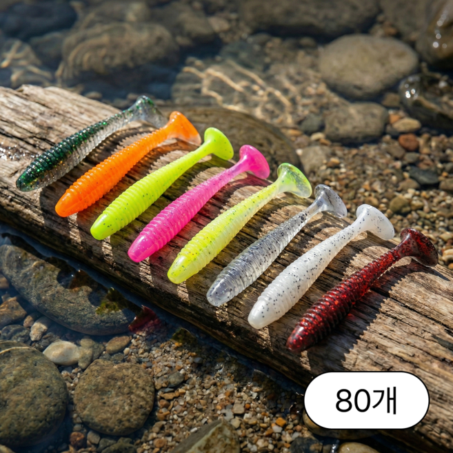 로렌드 민물 바다 소프트베이트 루어 미끼 웜 세트, 80개, 1.5g
