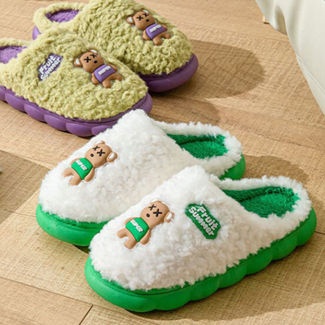 [필스토어] 양털 엑스곰 털슬리퍼 남녀공용 6color / 털실내화 커플슬리퍼, 핑크 38-39 (여성용), 240