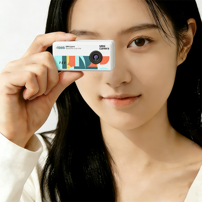 키링 Y2K 빈티지 디지털 카메라 초소형 초경량 카메라 128G SD카드 포함, 화이트