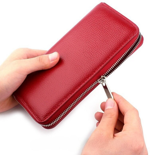 웨얼투투 천연 소가죽 여성 장지갑