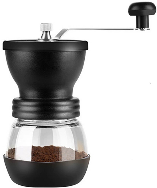 手動咖啡研磨機 陶瓷磨芯 玻璃容器 便攜式家用/旅行適用, 手搖研磨主機
