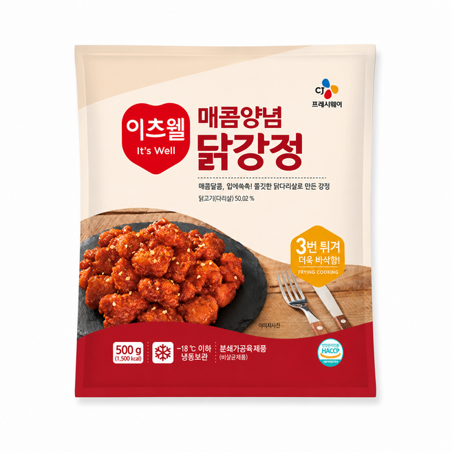 이츠웰 매콤양념 닭강정, 6개, 500g