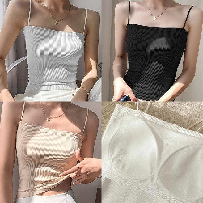 고퀄리티 골지 끈나시 브라탑 브라렛 노와이어 탱크탑 자켓속 크롭나시 기본나시