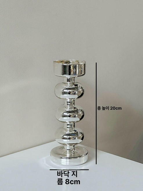 촛대 실버캔들홀더 웨딩홀 결혼식 인센스 유럽풍 캔들홀더 투명 앤틱 양초 스테인레스, 실버 촛대+꽃병 유리