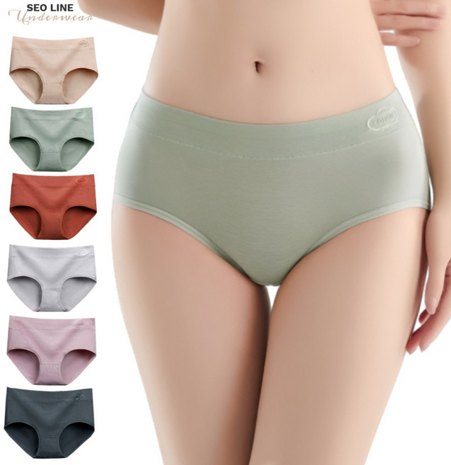 서라인 여성 순면 항균 미디 삼각 팬티 6종 세트