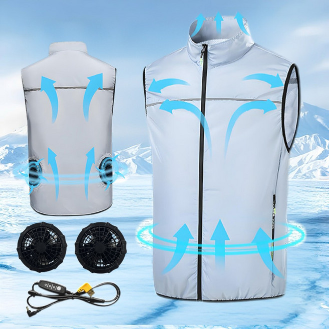 [KC인증] 에어컨 조끼 쿨조끼 선풍기 조끼 냉각 작업복 USB 선풍기 K-2-29