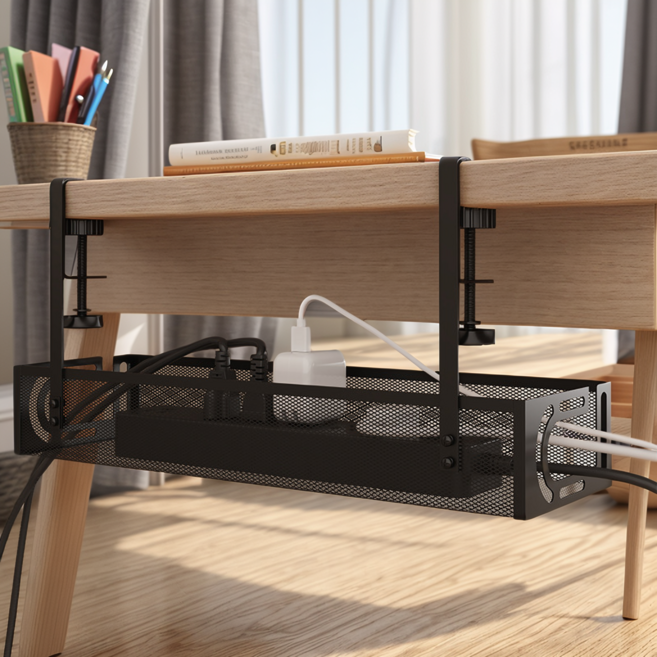 잘사는집 무타공 멀티탭 거치대, 블랙, 1개