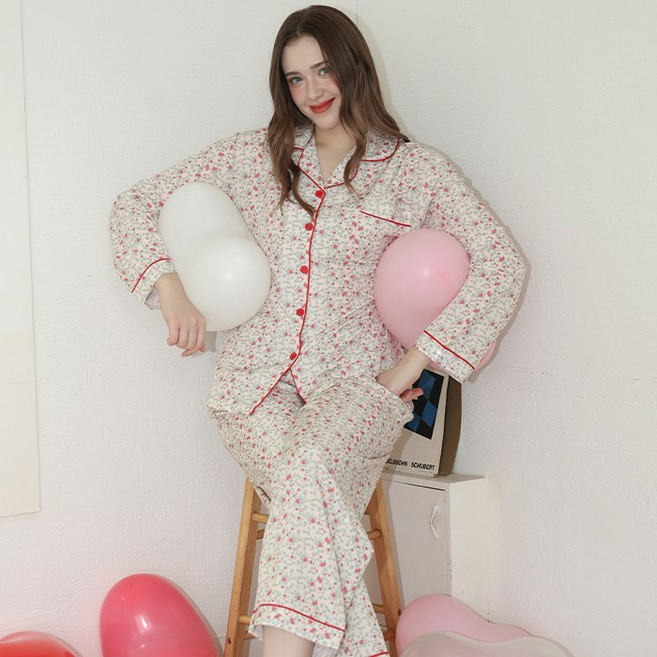 주디앤 빈티지플로랄 클린핏 여성 긴팔 파자마 세트 홈웨어