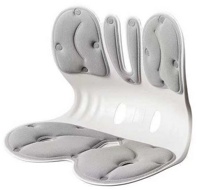 QJIA 인체공학 등받이 허리보호 자세보정의자, 회색