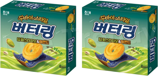 해태제과 버터링 딥피스타치오 & 아몬드, 155g, 2개