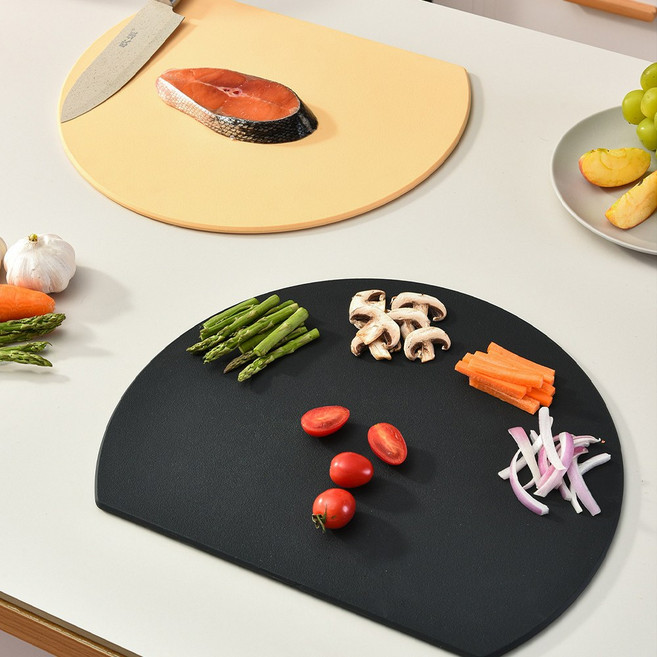 하루꿈 프리미엄 TPU 양면 도마 D자형 칼집 나지 않는 안심 도마, 1개, 블랙