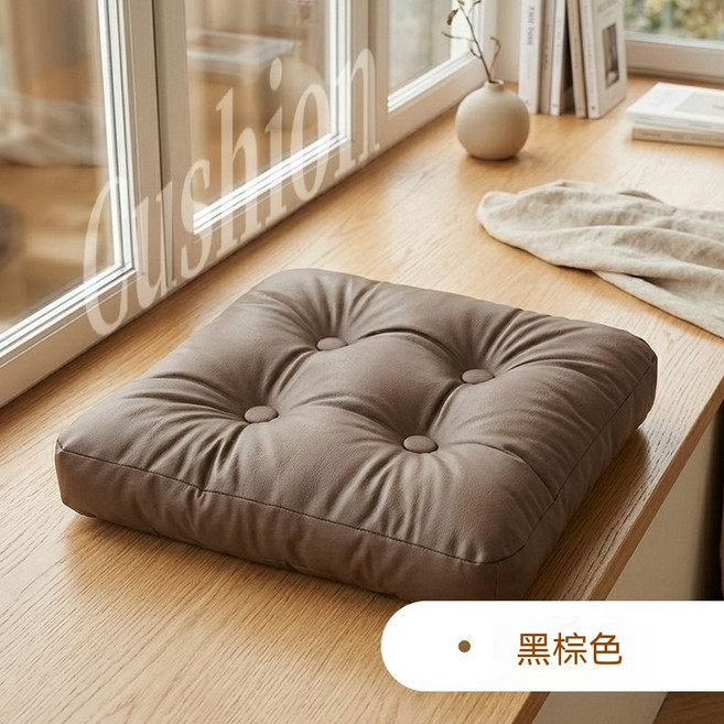 米白色 加厚皮质坐垫 飘窗椅垫