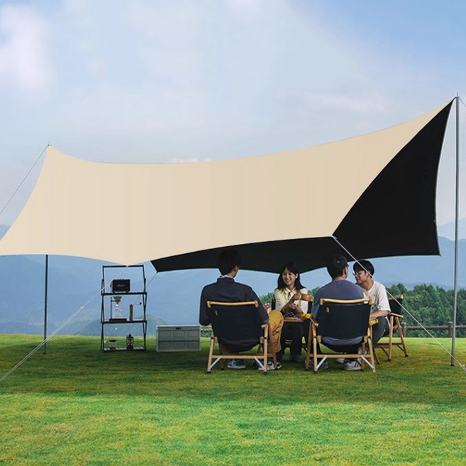 레이원 신형 캠핑경량 사각 팔각 그늘막 텐트 블랙코팅 대형 블랙 암막 방수 캠핑 타프 4-8인용, 팔각형