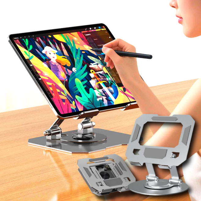 픽앤비 접이식 각도조절 태블릿 거치대, 1개, 실버