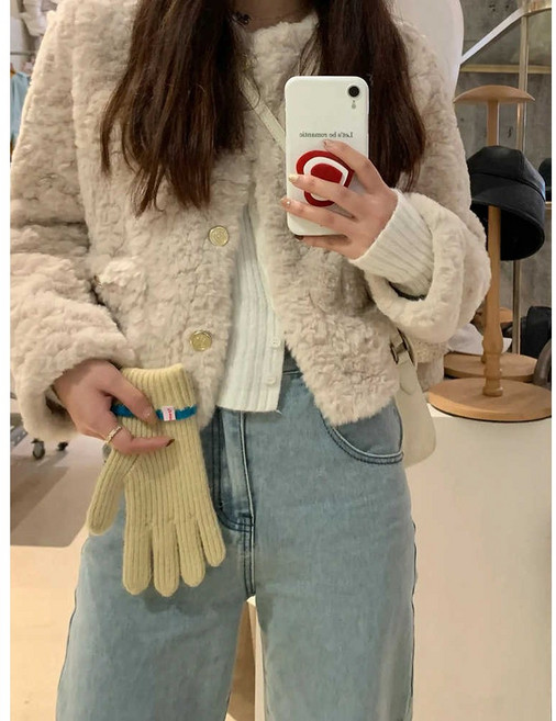 꽃향기 니트 방한 스마트 터치 롱 장갑